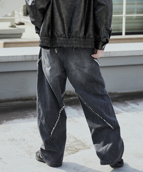 パンツ 2000's archive paint buggy denim pants 11oz Chemical Over-Dye Denim Buggy Pants