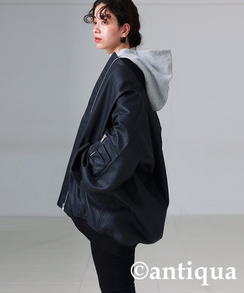 【試着のみ】定価16,500円antiquaアンティカ 2wayボアアウター黒 antiqua（アンティカ） ブルゾン FREE ブラック レディース : ZOZOTOWN