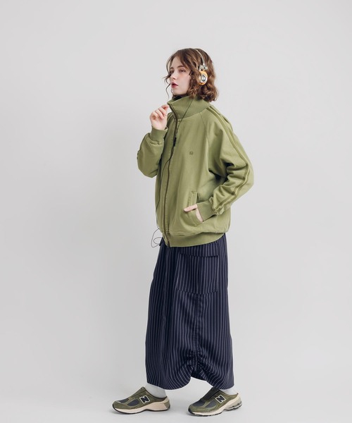 「MUHET」 ジャージブルゾン X-LARGE ライトグレー レディース_画像2