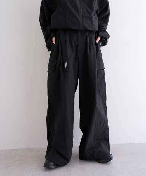 ANME ワイドパンツ カーゴパンツ 接触冷感/UVカット(UPF50＋)/撥水加工