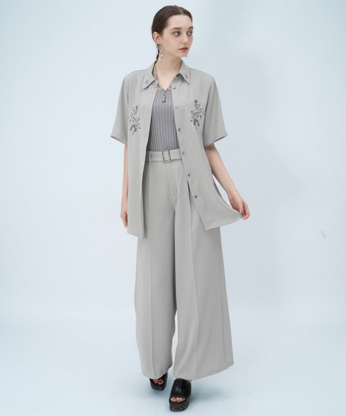ブラウス シャツ トロミシシュウシャツ(HARE) レディースの画像