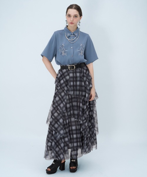 ブラウス シャツ トロミシシュウシャツ(HARE) レディースの画像