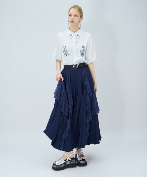 ブラウス シャツ トロミシシュウシャツ(HARE) レディースの画像