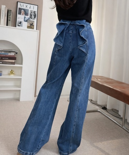 I be. ジーンズ デニム デニムパンツ バックリボンパンツ レディース