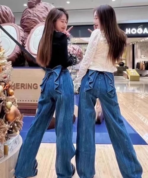 I be. ジーンズ デニム デニムパンツ バックリボンパンツ レディース