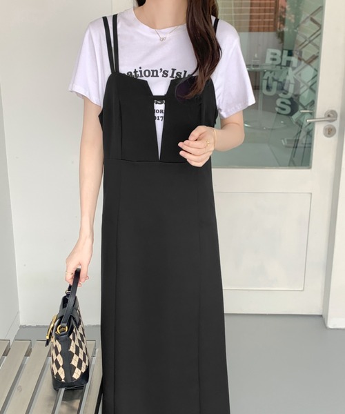 「ECLIN」 キャミソールワンピース M ブラック レディース_画像6