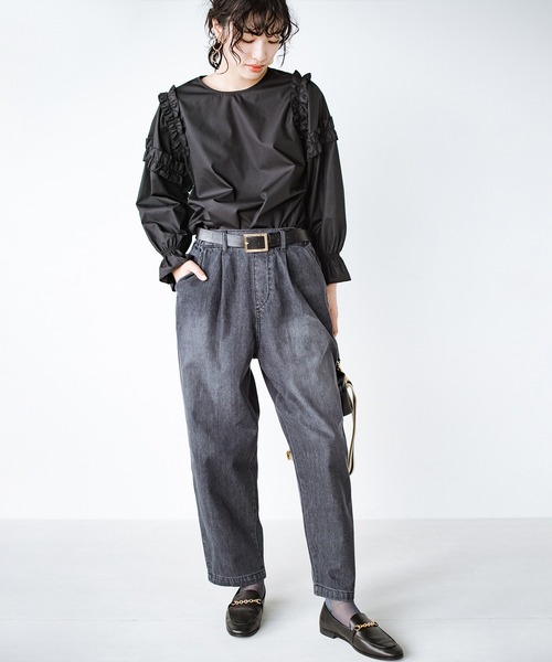 「haco!」 デニムパンツ MEDIUM グレー レディース_画像9