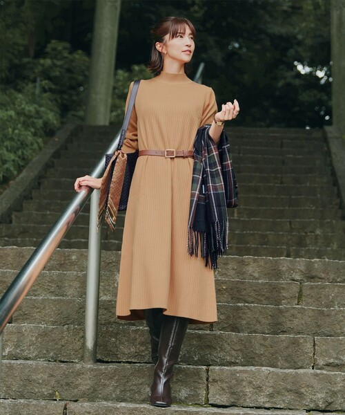 「Tiaclasse」 ニットワンピース L マスタード レディース_画像4