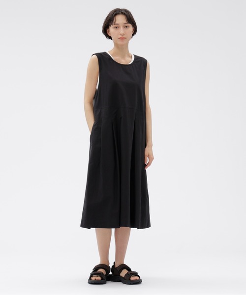 MHL.半袖ワンピース ブラック　サイズI MHL.（エムエイチエル） ワンピース LIGHTWEIGHT COTTON NYLON TWILL