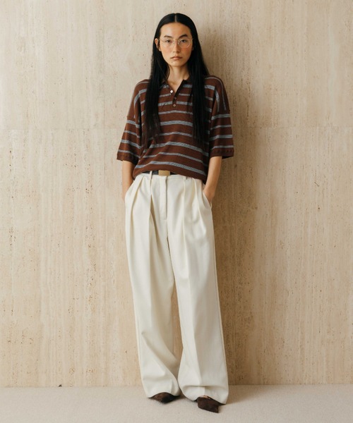 tシャツ MULCH BORDER KNIT POLO/マルチバーダーニットポロ レディースの画像