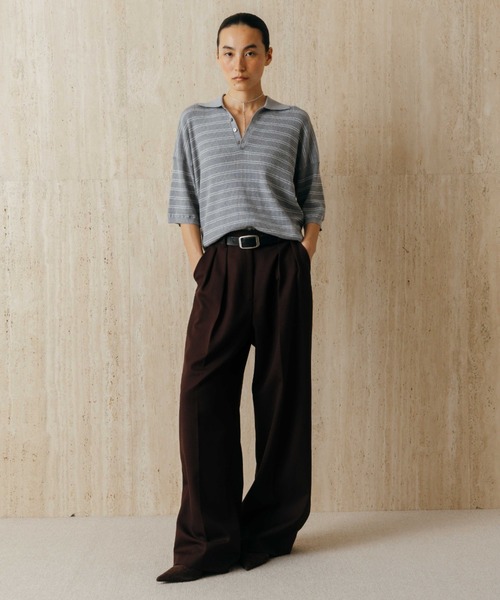 tシャツ MULCH BORDER KNIT POLO/マルチバーダーニットポロ レディースの画像