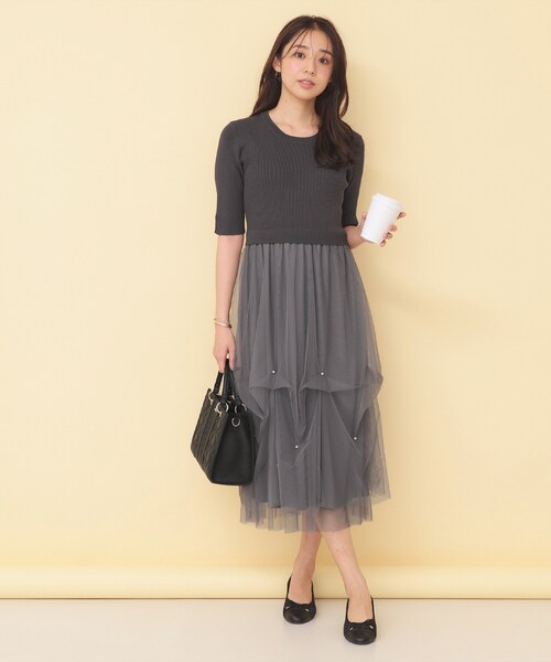 【未使用品タグ付き】GIVENCHY トップス　チュールレースビーズ付き　XS index（インデックス） ワンピース チュールパール調ドッキングニット