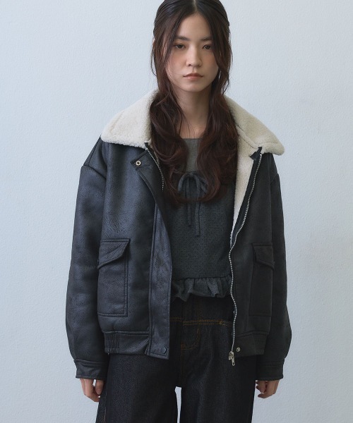 Clum ブルゾン アウター shearling collar flight jacket / ボアカラー