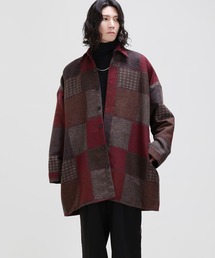 ジャケット カバーオール チェック柄厚手ウールシャツジャケット ジャケット カバーオール チェック柄厚手ウールシャツジャケット