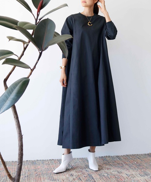 ELFRANK ワンピース コットンAラインロング丈ワンピース : ZOZOTOWN