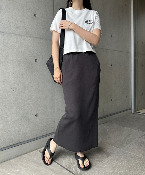 スカート 「15色展開」セルフカットリブロングタイトスカート | andme | 29
