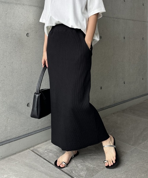 andme（アンドミー） スカート 「15色展開」セルフカットリブロング