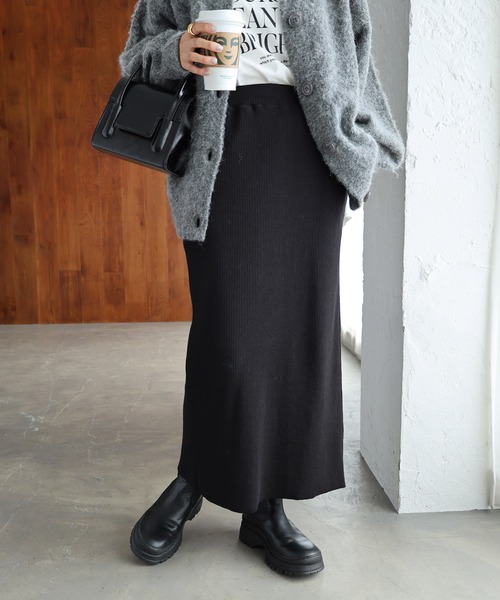 andme（アンドミー） スカート 「15色展開」セルフカットリブロング