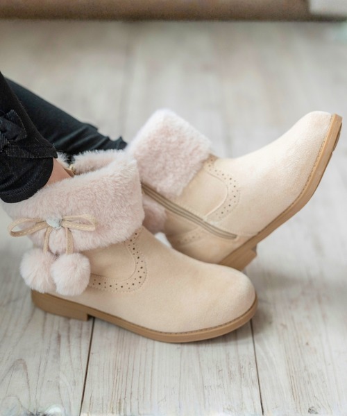 フランスアンティーク子供用ガール用ホワイト花ボタンブーツ フランス