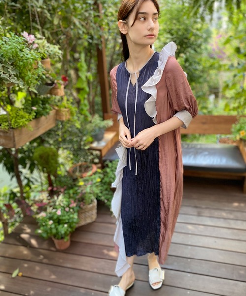AVIE カラーブロック フリル Tee AVIE カラーブロック フリル Tee - トップス
