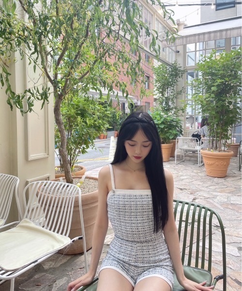 MimiChaton パンツ 「 」 mimi blue tweed pants（ツイード