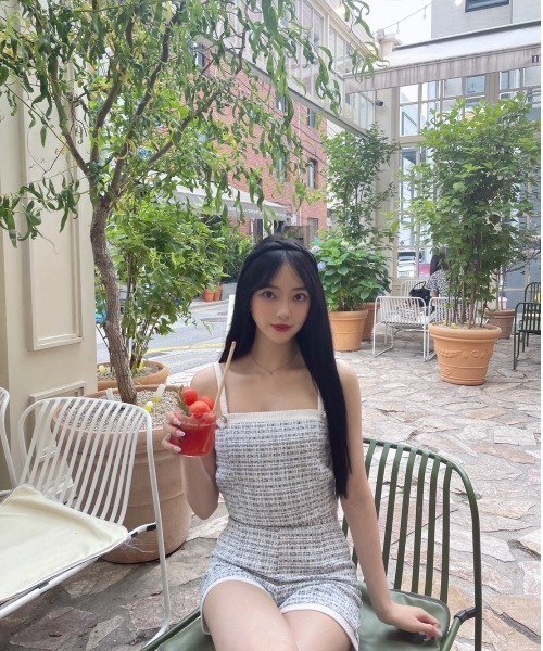 MimiChaton パンツ 「 」 mimi blue tweed pants（ツイードショート