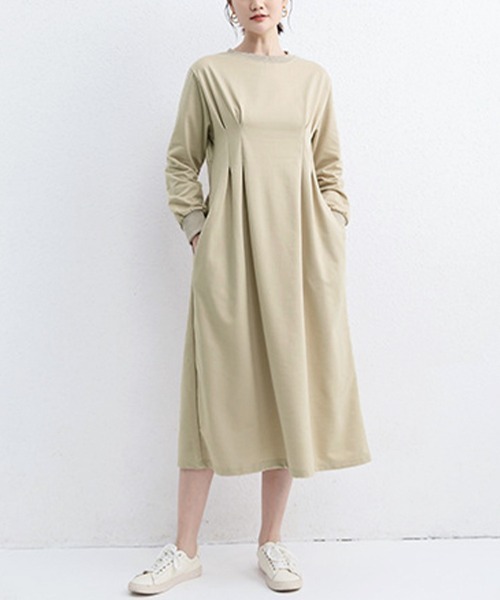 ベージュ ラウンドネック ロングワンピース ワンピース ラウンドネックワンピース : ZOZOTOWN Yahoo!店 - 通販