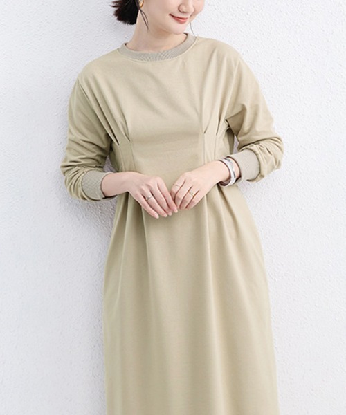 ベージュ ラウンドネック ロングワンピース ワンピース ラウンドネックワンピース : ZOZOTOWN Yahoo!店 - 通販