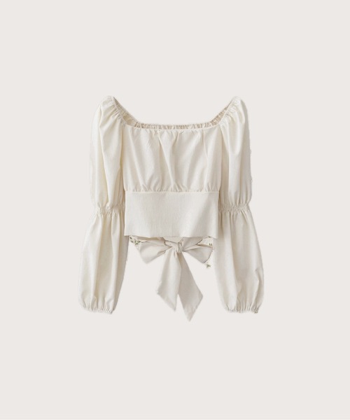ブラウス シャツ French Square Collar High-waisted Top レディース