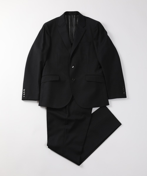 大きいサイズ 2XL パーソンズ スーツ セットアップ チェック柄 背抜き 黒 MEN'S BIGI セットアップ ドビー柄スリムフィットスーツ