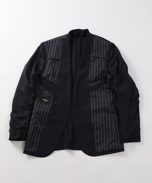 MEN'S BIGI セットアップ ドビー柄スリムフィットスーツ