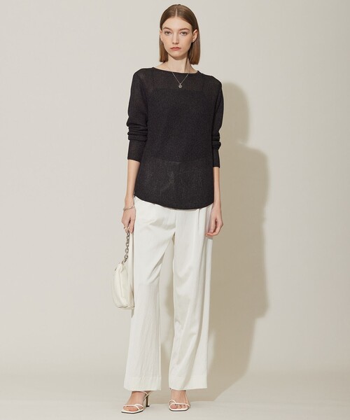 24ss 美品■ICB■洗える ペーパーブレンド シャインニット プルオーバー ICB 【洗える】 ペーパーブレンドシャインニット Vネックプルオーバー