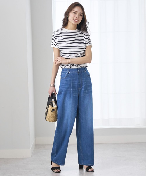 E2948-73◾️バーバリーブルーレーベル　リネンコットン　デニムホットパンツ BELLUNA PLUS ジーンズ デニム デニムパンツ ヒンヤリ冷感
