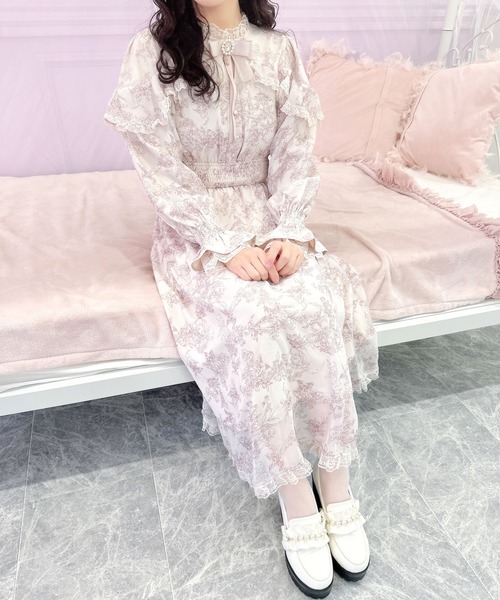 【8月末削除】ローザンヌ 東京ブラウス ロング ワンピース 花柄 未使用 レトロ GOLDJAPAN 大きいサイズレディース ワンピース 花柄シアー