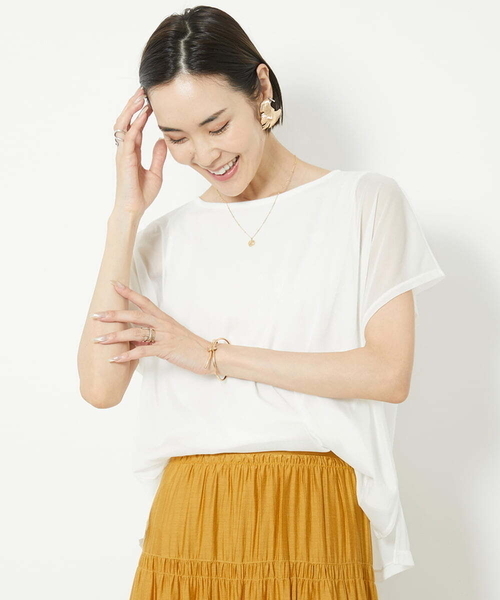 tシャツ フレンチスリーブシアーカットソー レディース