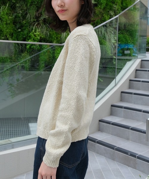 カーディガン ニットレイヤードスタイルカーディガン レディース GENERAL IDEA] WOMAN シャツレイヤード風ニットカーディガン [BLACK]
