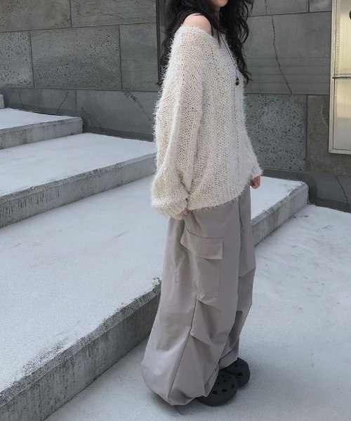 anyonemore ニット セーター ルーズアンゴラ風シャギーニット