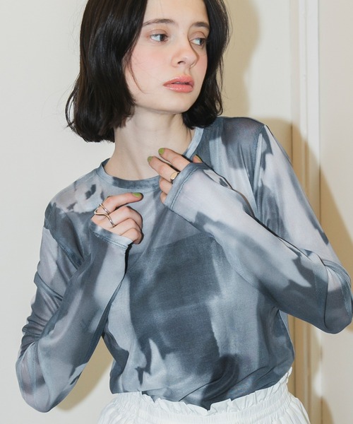 forksy. tシャツ 「forksy.」水彩アート総柄パワーメッシュプル