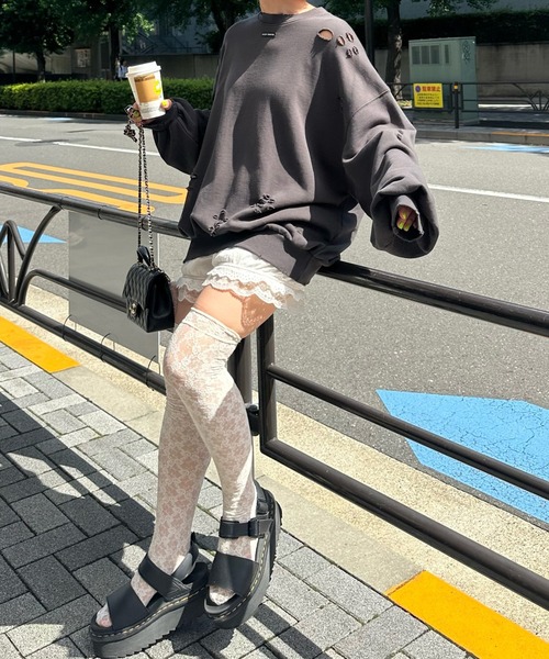 トレーナー スウェット いっぱいダメージBIGスウェット レディース Alley Tokyo トレーナー スウェット いっぱいダメージBIG