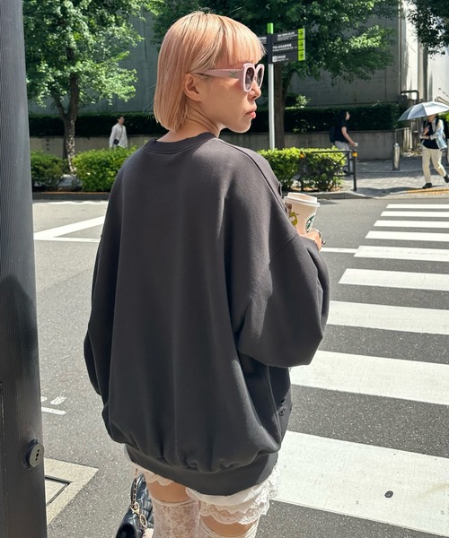 トレーナー スウェット いっぱいダメージBIGスウェット レディース Alley Tokyo トレーナー スウェット いっぱいダメージBIG