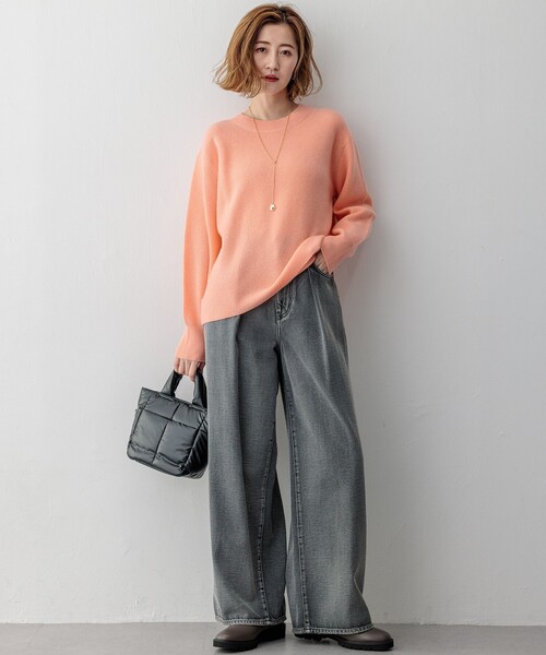 ニット セーター 「洗える」ウールカシミヤ クルーネック レディース