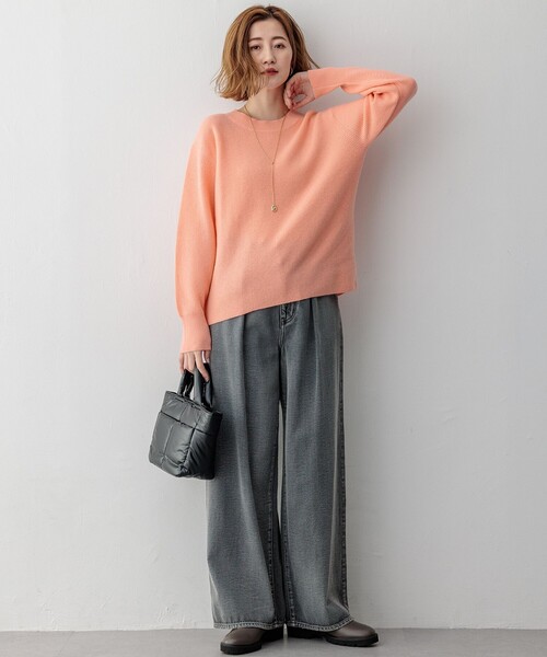 ニット セーター 「洗える」ウールカシミヤ クルーネック レディース