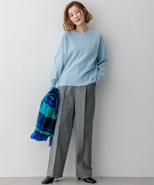 極美品】エブール カシミヤ混 スウェット ニット クルーネック F