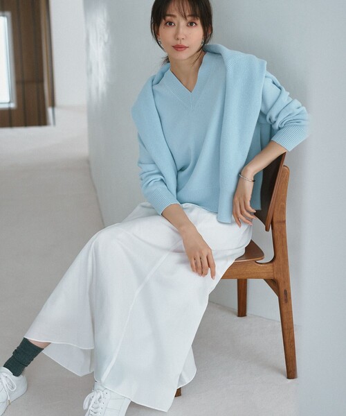 ニット セーター 「洗える」ウールカシミヤ クルーネック レディース