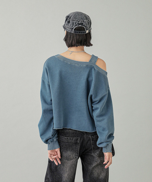 トレーナー スウェット FADED X PATCH LAYERED SHOULDER SWEAT TOP レディース X-girl トレーナー スウェット FADED X PATCH LAYERED SHOULDER