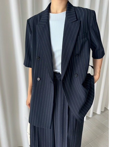 Ameri アメリBACK CURTAIN OPEN HS JACKET M 紺 Ameri（アメリ） ジャケット テーラードジャケット BACK CURTAIN OPEN