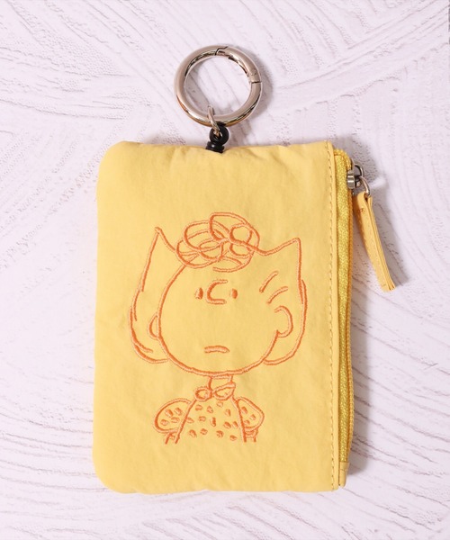 PEANUTS パスケース (ACT)「PEANUTS」フェイス 刺繍 ナイロン