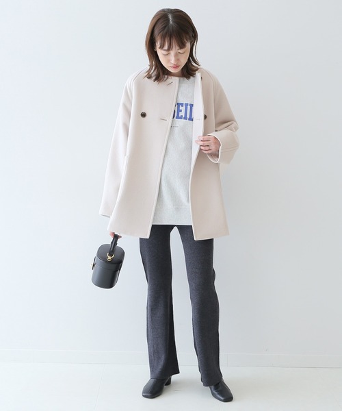 SLOBE IENAノーカラージャケットコート 38 SLOBE IENA（スローブイエナ） ノーカラーコート 38 グレー レディース