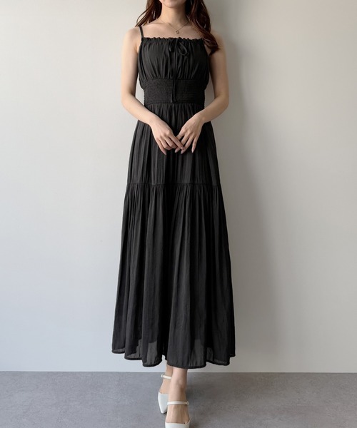 mipiarl ワンピース ワッシャーシャーリングティアードキャミ