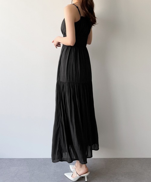 mipiarl ワンピース ワッシャーシャーリングティアードキャミ